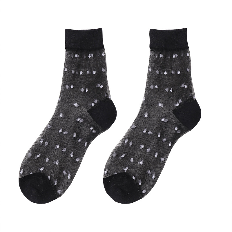 Calcetines transparentes de seda de vidrio de primavera y verano de las mujeres medias cortas de estilo coreano lindo novela media pantorrilla calcetines ins estilo caqui medias