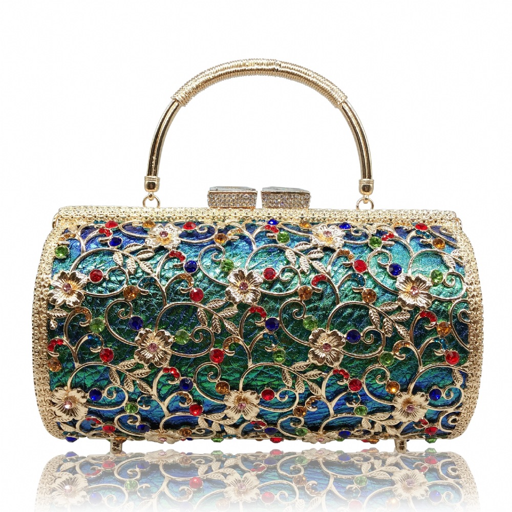 * nuevo hueco de metal con diamantes bolsas de cena caja dura de gran capacidad bolsas de banquete de mano bolsas de mujer bolsas de vestido de noche