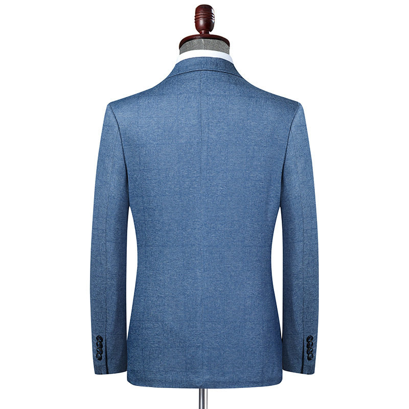 Áo vest nam dệt kim co giãn dáng ôm, tay dài, cổ vest một hàng hai nút — Màu xanh, Màu xám
