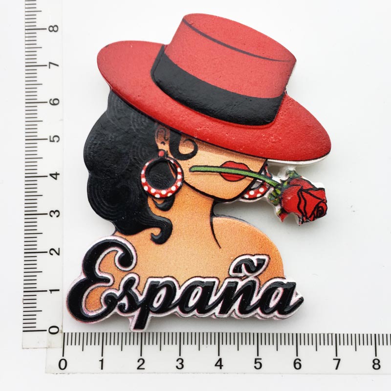 Fabricante en stock suministro transfronterizo al por mayor viajes creativos españoles decoración conmemorativa artesanía UV refrigerador magnético pegatinas