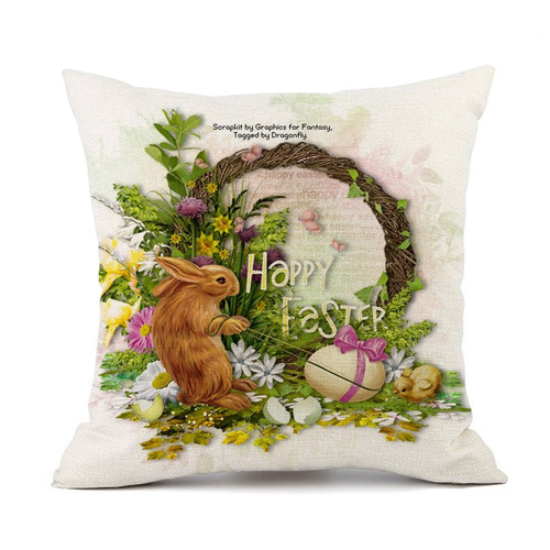 Amazon's new Easter bunny egg cotton and linen pillowcase sofa cushion Easter car cushion cover