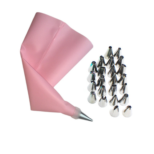 Cake decorating set 26pc small size tips, 12-inch Eva pastry bags, multiple color options, baking tools