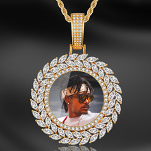 欧美热卖创意照片记忆相框奖章纯色实心吊坠 嘻哈铜镶锆石项链