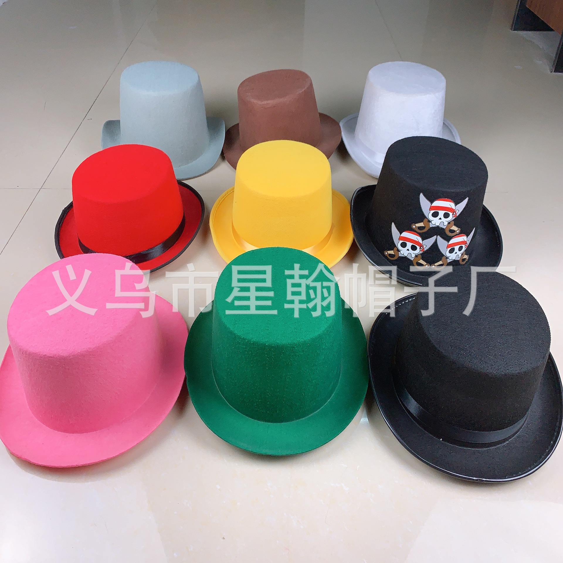 Estrellas americanas y rayas cinta vintage alto sombrero mago etapa rendimiento Festival fieltro paño recto sombrero alto