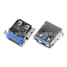 深圳鸿壹厂家批量直销沉板引脚贴片式卷口3.0高速USB数据接口母座