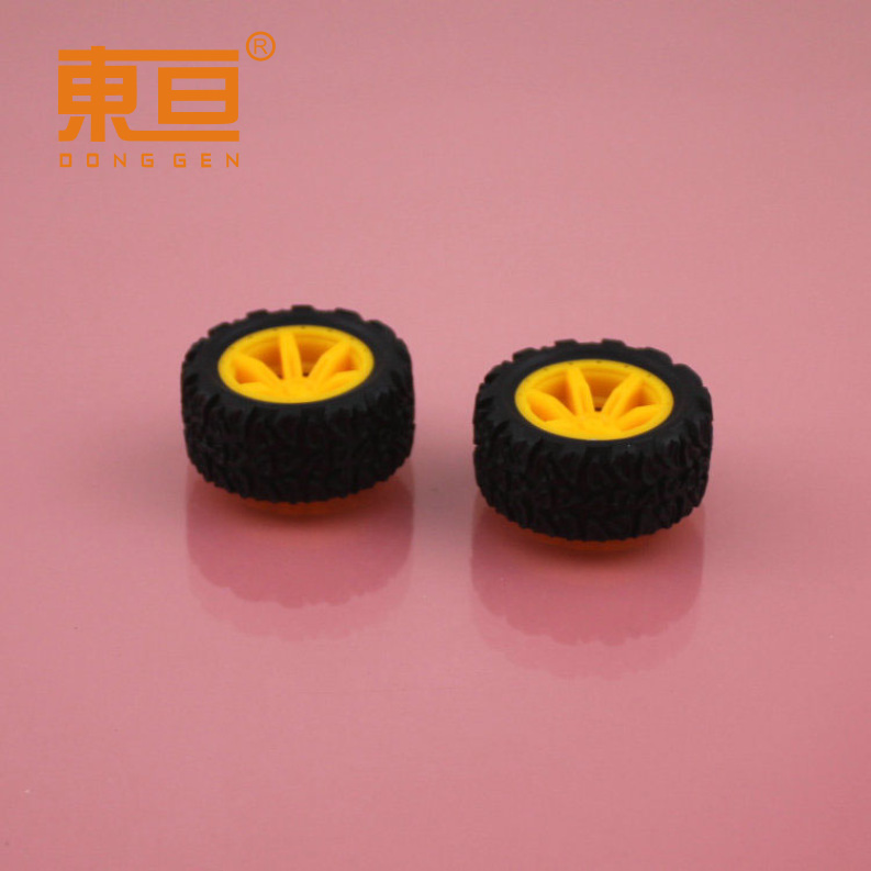 XJ352AH粗黄 包胶车轮 橡胶车轮 玩具配件 科技积木零件 2000装