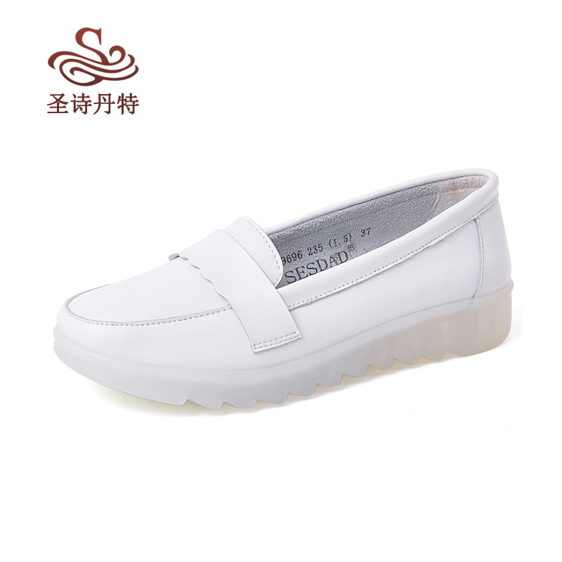 牛皮护士鞋果冻软底白色医护工作鞋女鞋春秋舒适单鞋9696