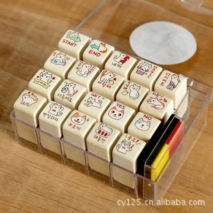 Южная Корея прозрачная пластиковая коробка супер милая деревянная кошка свинья тюлень 20 тюленей + Четырехцветная комбинация подушечки