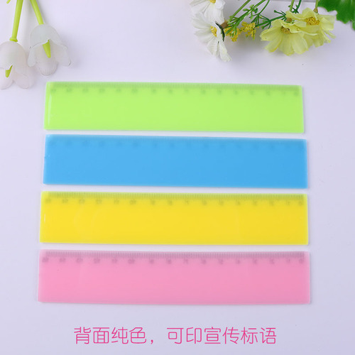 Creative candy-colored ruler for primary school students white transparent ruler 15cm plastic advertising gift ruler manufacturer printed logo