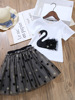 Summer set girl's, swan, top, suitable for import, with short sleeve