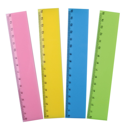 Creative candy-colored ruler for primary school students white transparent ruler 15cm plastic advertising gift ruler manufacturer printed logo