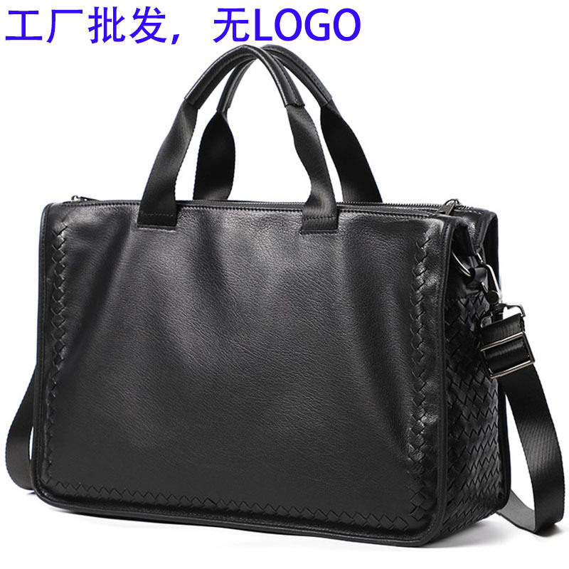 Túi xách tay nam da thật dệt da bò mềm, cặp đeo chéo một vai công sở 42×28,5×14 cm — Dệt da bò cỡ nhỏ, Dây trang trí da bò cỡ lớn, Da bò lớn dệt, Dệt Da Cừu Cỡ Nhỏ