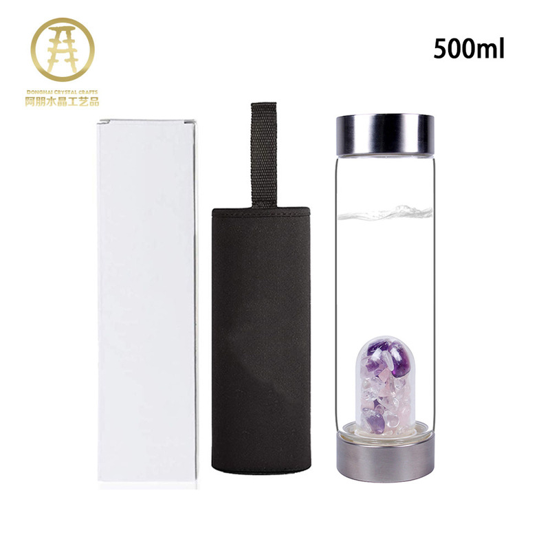 Natural Crystal Gravel U-Shaped Energy Cup Tea Cup Glass Bottle Quartz Semi-Precious Stone Crystal Cup