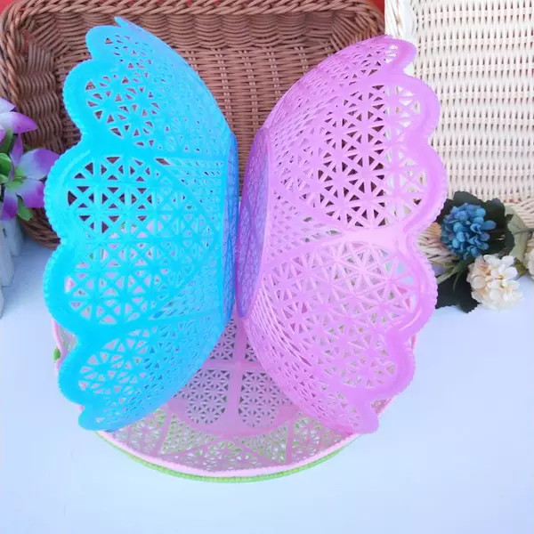 Lace Peach Heart Fruit Plate, Plastic Fruit Plate, Candy Basket, Snack Basket, Heart Fruit Basket, 2 Yuan Wholesale