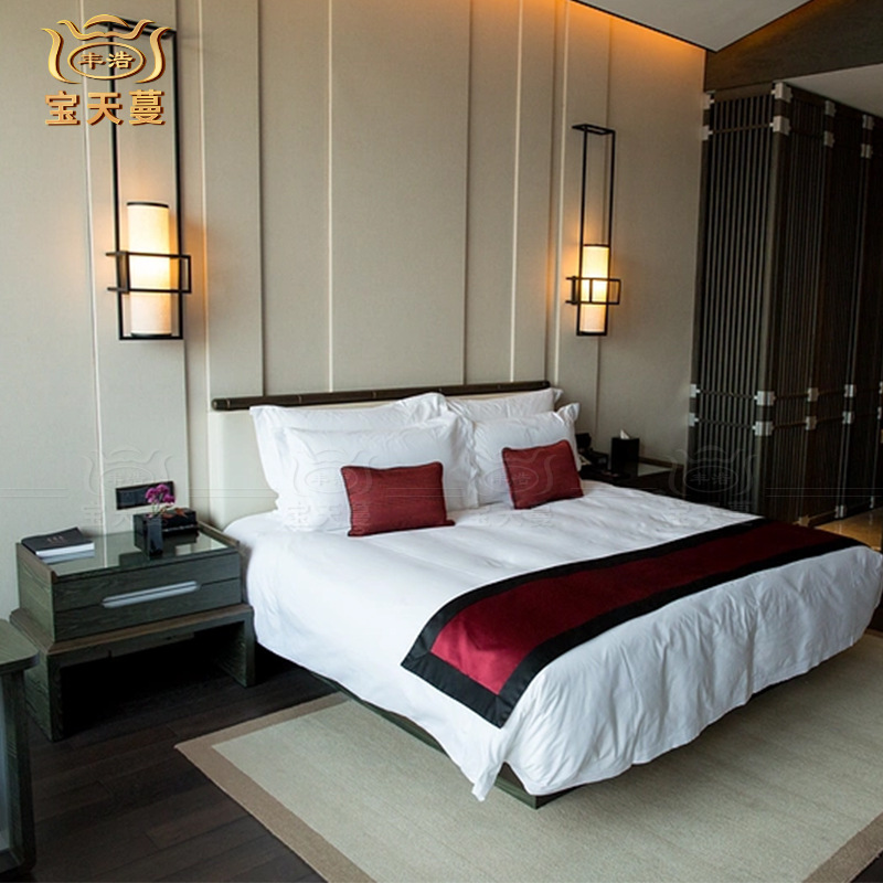 Guangdong Manufacturer's New Chinese-Style Star Hotel Suite Furniture Customization, High-End Hotel Room Bed Frame Customization According to Drawings