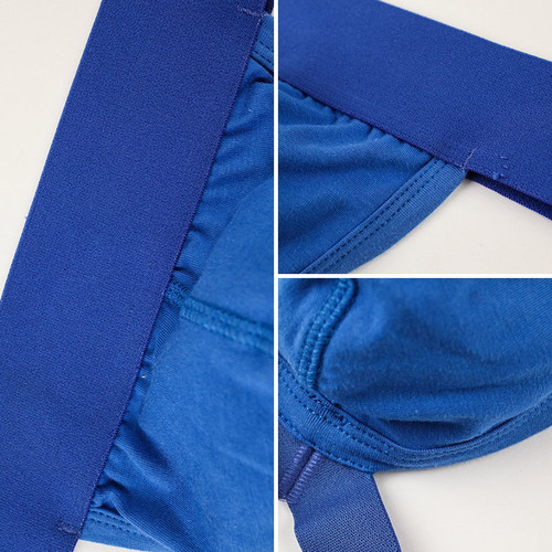 Adannu Solid Color T-Strap Panties with Elastic Low Waist, Amazon Cotton Shaping Double T-Strap Men's Plus Size Packaged