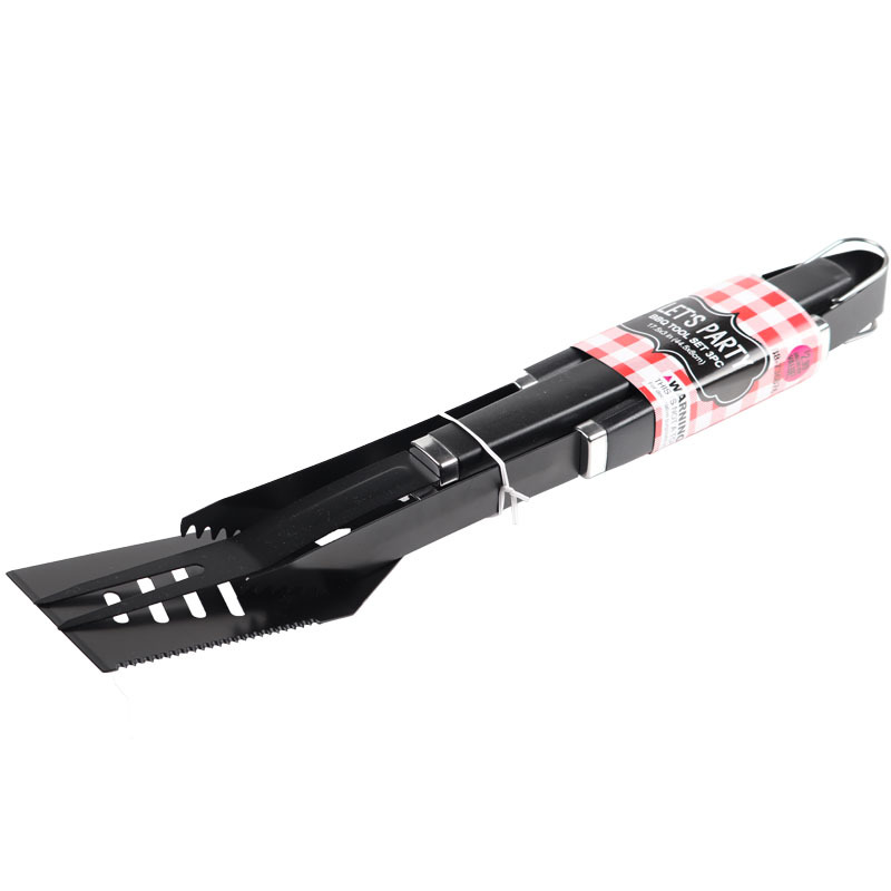 Fábrica al por mayor spray antiadherente barbacoa conjunto de tres piezas PP mango parrilla traje al aire libre portátil barbacoa herramientas