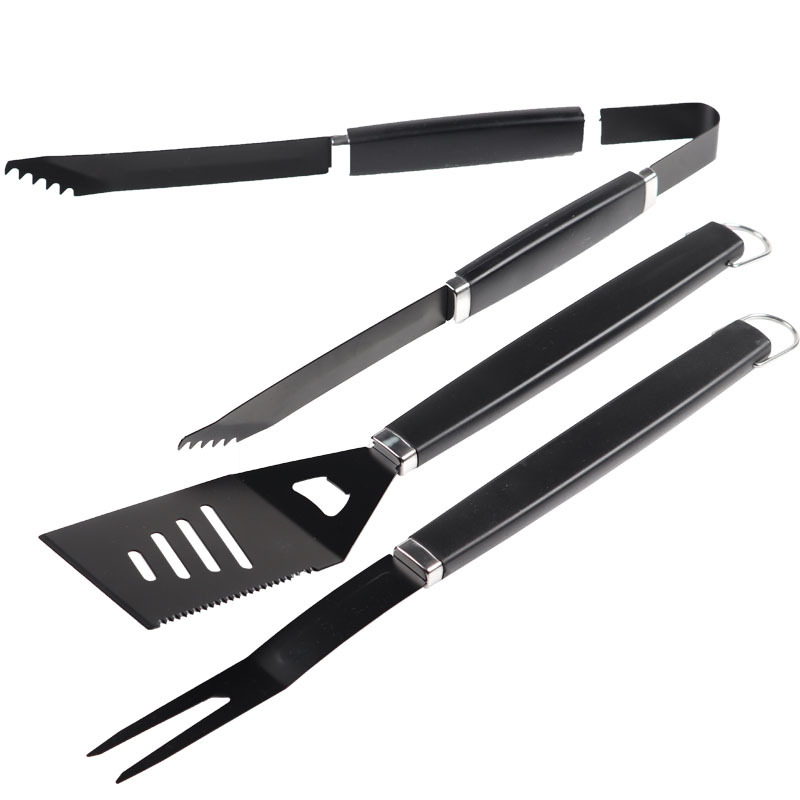 Fábrica al por mayor spray antiadherente barbacoa conjunto de tres piezas PP mango parrilla traje al aire libre portátil barbacoa herramientas