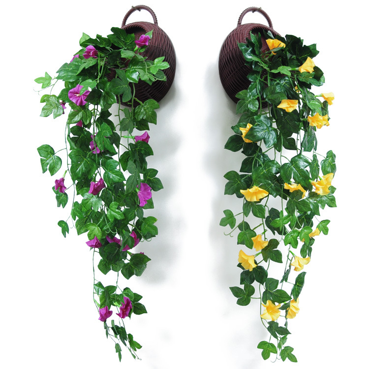 Flor artificial flor artificial mañana Gloria vid trompeta flor colgante de pared flor colgante orquídea hogar sala de estar pared de la flor pared de fondo flor decorativa