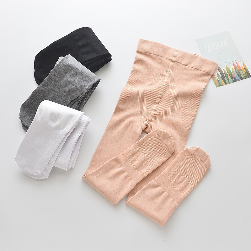 Thin children's white non-slip tights