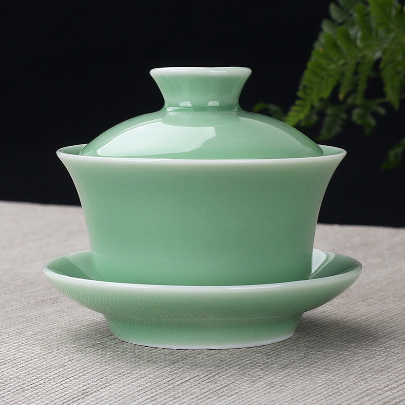 Tazón de fuente de entrega de una pieza taza de té de cerámica tazón de té tazón de tres piezas dehua Jade porcelana mini tamaño pequeño Kung Fu taza de burbuja