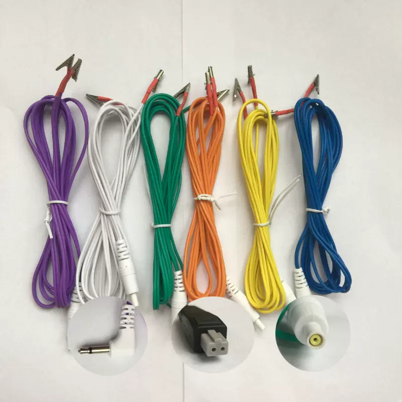 华佗电针仪带护套线DC3.5圆形4厘安规2.35插头鳄鱼夹子原装配件