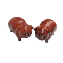 花梨木雕对猪摆件实木十二生肖情侣猪动物客厅家居装饰红木工艺品