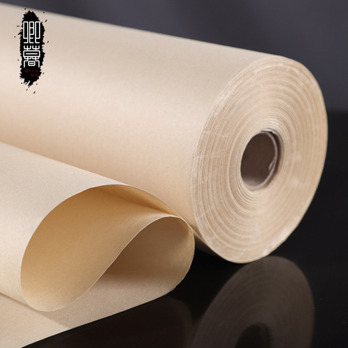 Directly from the manufacturer, thick 100-meter rice paper, antique-colored rice paper, long roll, half-cooked, cooked, and cooked, blank, calligraphy and painting paper