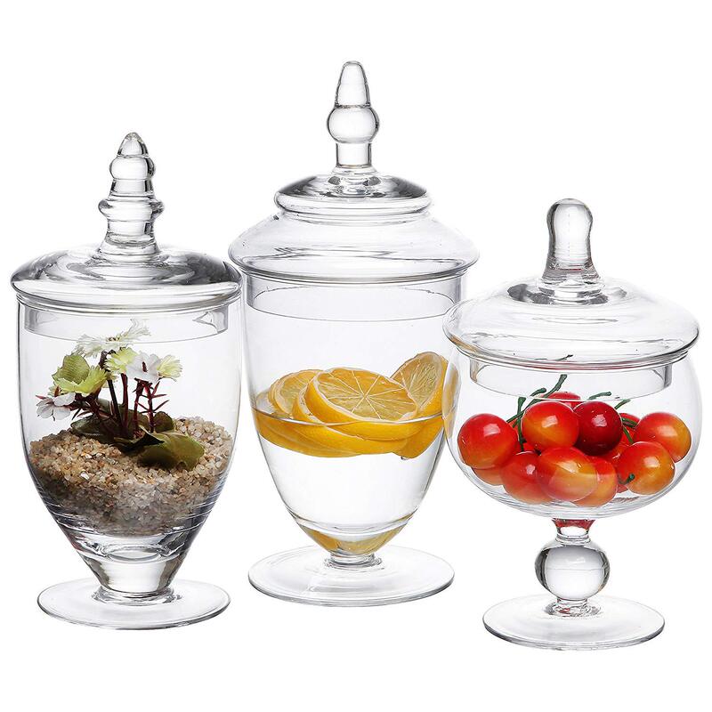 Transparent Glass Storage Tank Candy Box Storage Jar Bathroom Storage Cotton Stick Box European Style Model Room Ornaments