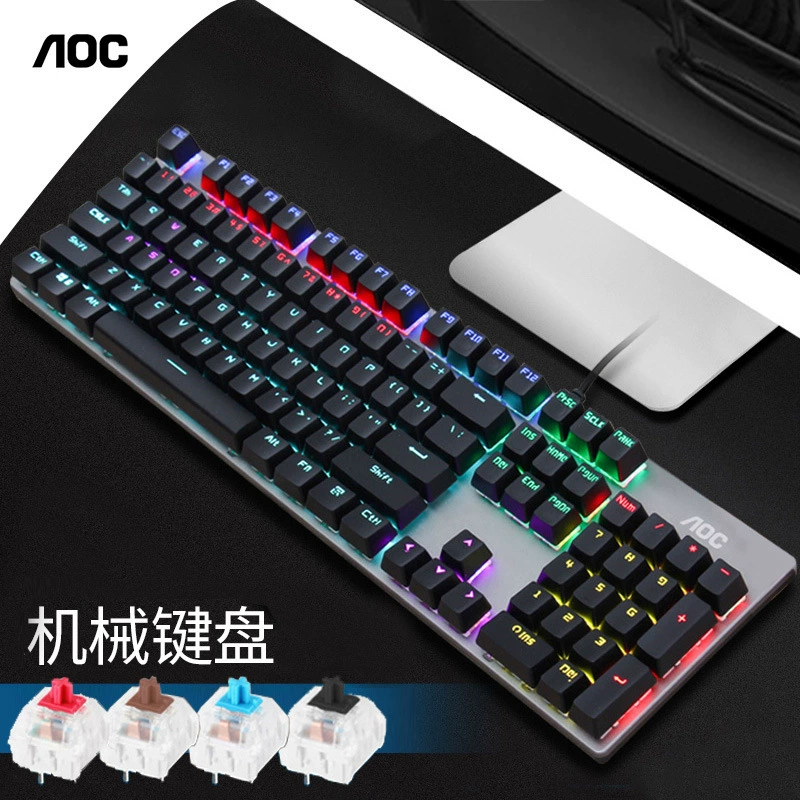 AOC 410 игровая клавиатура механическая клавиатура проводная USB синие переключатели красные переключатели чайные переключатели черные переключатели 104 клавиши механическая клавиатура