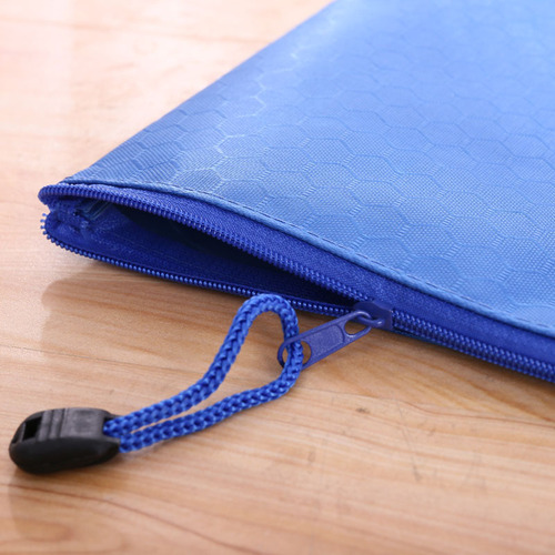 A4 zipper file bag with printed logo, portable Oxford bag, waterproof thickened information bag, office color storage bag