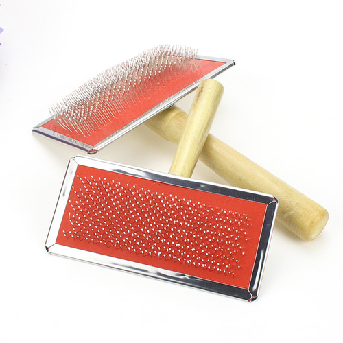 Wholesale wooden handle pet comb, cat massage comb with protective points, dog needle comb, hair removal and knotting comb for pets