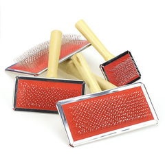 Wholesale wooden handle pet comb, cat massage comb with protective points, dog needle comb, hair removal and knotting comb for pets