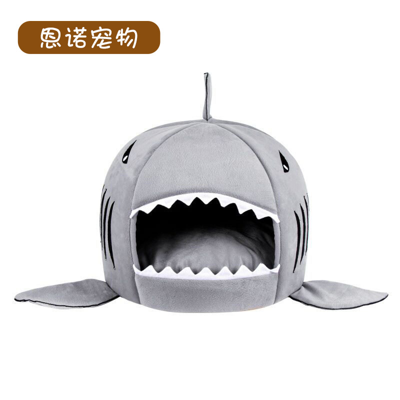 Nido de mascotas de tiburón, perrera, nido de gato, nido de hámster Teddy cerrado para perros pequeños y medianos, disponible para cuatro estaciones, cálido, fábrica al por mayor