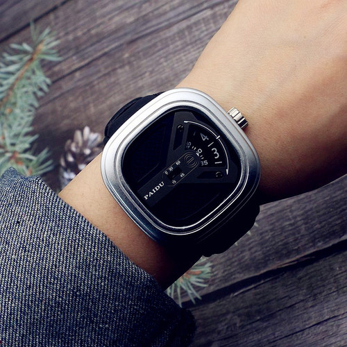 Punk style European and American turntable boys' new concept watch trendy men's fashion watch versatile belt quartz watch foreign trade watch