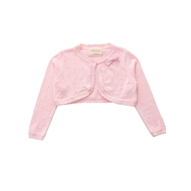 Una pieza de entrega estilo coreano bowknot chal para niños camisa de aire acondicionado para niños Chaqueta de punto para niñas de verano