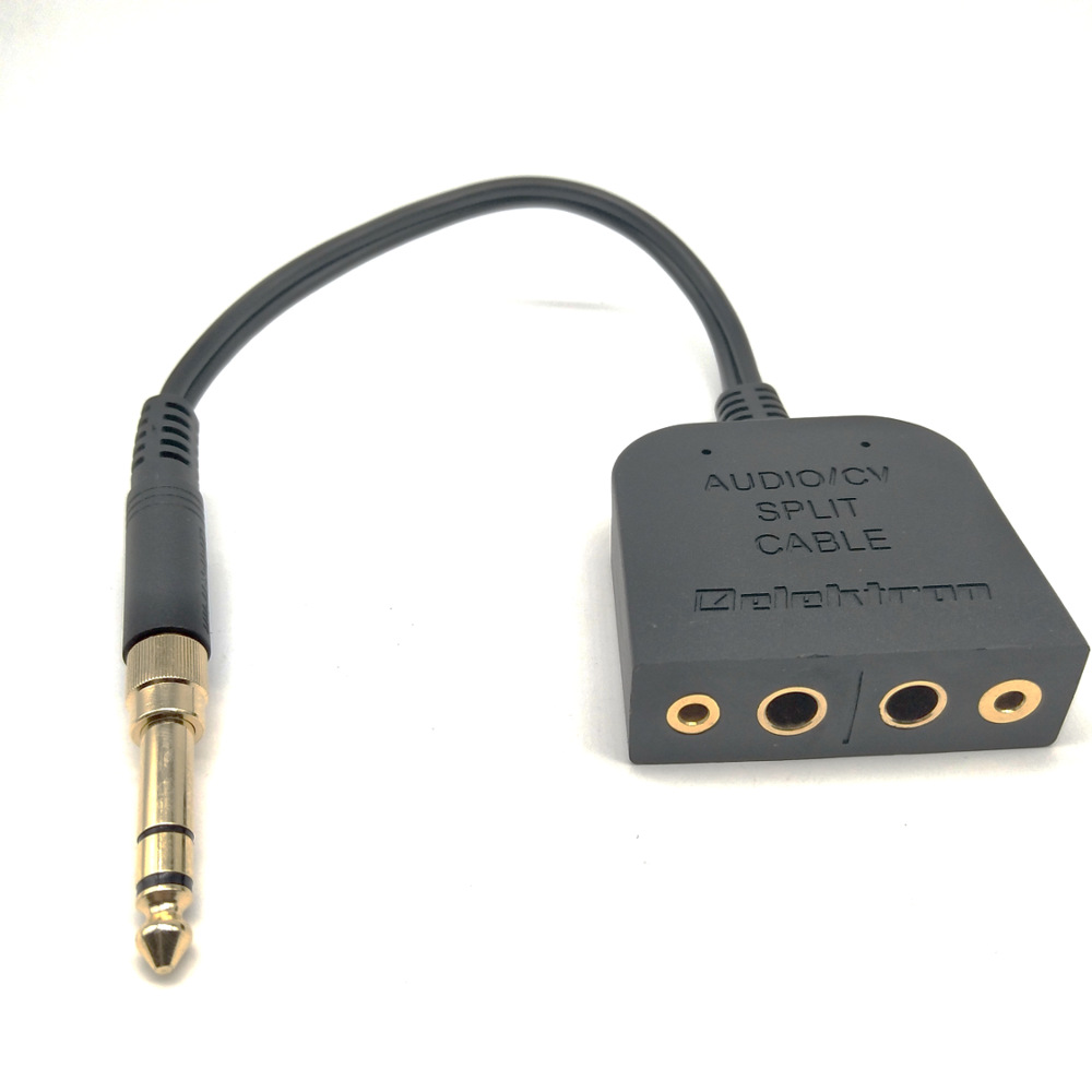 立体6.35公对6.35母 一出四黑色转换连接线 工业线 转接线