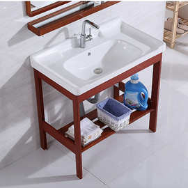 太空铝浴室柜盆半入嵌陶瓷洗手盆 洗脸盆带支架盆 阳台洗漱盆台盆