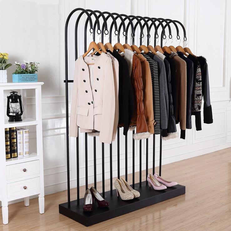 Origin source clothing display rack men's and women's children's clothing store hangers double row hangers iron clothing rack special price