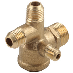 Factory-direct supply air compressor parts copper four-way double tube unidirectional valve oil-free machine direct connection copper check valve reverse flow valve