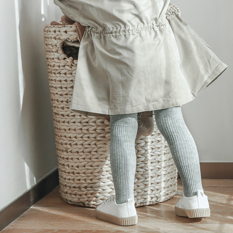 Pantimedias para niños bebé doble aguja pantimedias algodón peinado anti-pilling cosido a mano otoño cordón polainas