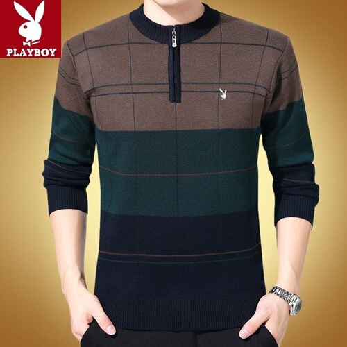 2025 New Men's Long-Sleeve Sweater for Middle-Aged and Elderly, Hooded Colorblock Casual Dad Knit Running Volume Base Shirt