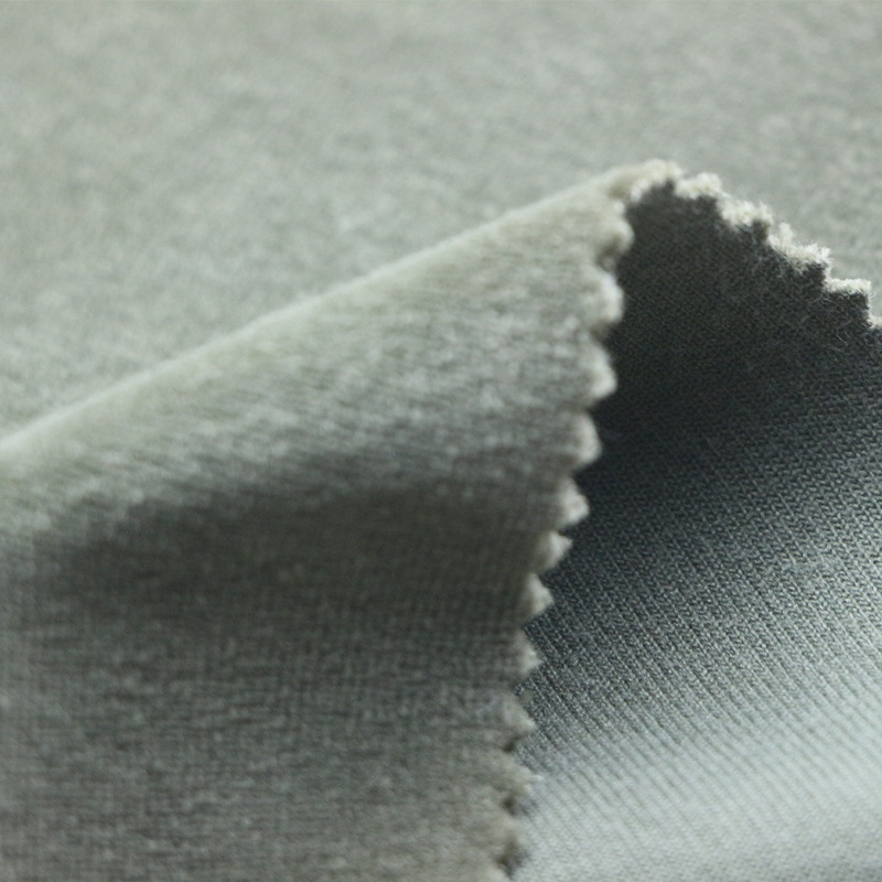 针织纬编拉架氨纶平板天鹅绒剪毛绒弹力CVC天鹅绒布女装套装面料