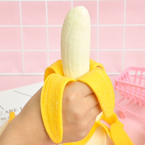 Amazon Stress Reduction Simulation Banana Children's Toy Wholesale Peeling Banana Vent Fruit Toy Pinch Fun