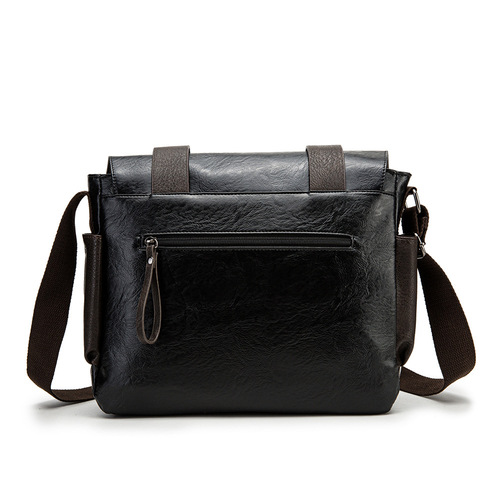 Wholesale New Korean Style PU Leather Men's Crossbody Bag Fashion Trend Single Shoulder Bag Horizontal School Bag Hanger Bag Tool Backpack
