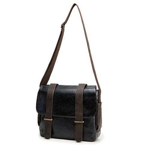 Wholesale New Korean Style PU Leather Men's Crossbody Bag Fashion Trend Single Shoulder Bag Horizontal School Bag Hanger Bag Tool Backpack