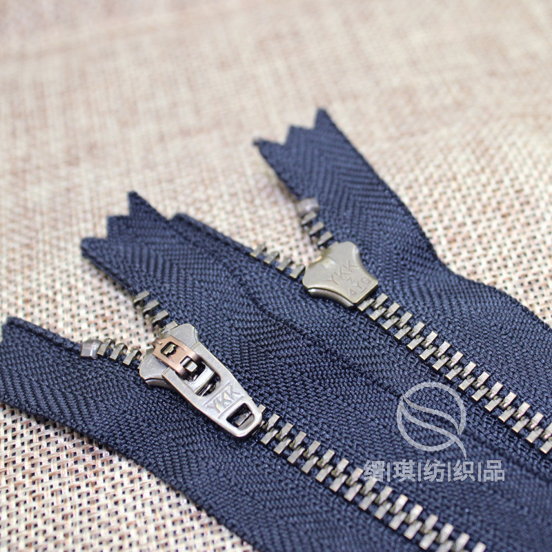 正品YKK4号金属Y牙古银闭尾拉链批发半自动头裤子门襟拉链