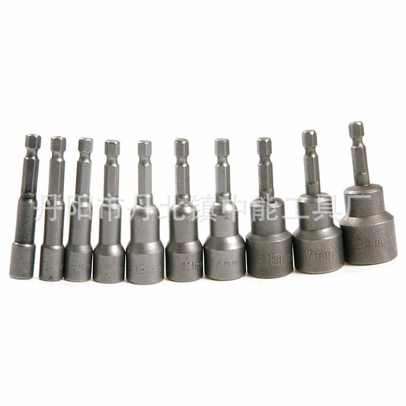 10-piece set 6-19mm hex socket 1/4 taladro adaptador eléctrico tuerca de accionamiento conjunto combinación manga