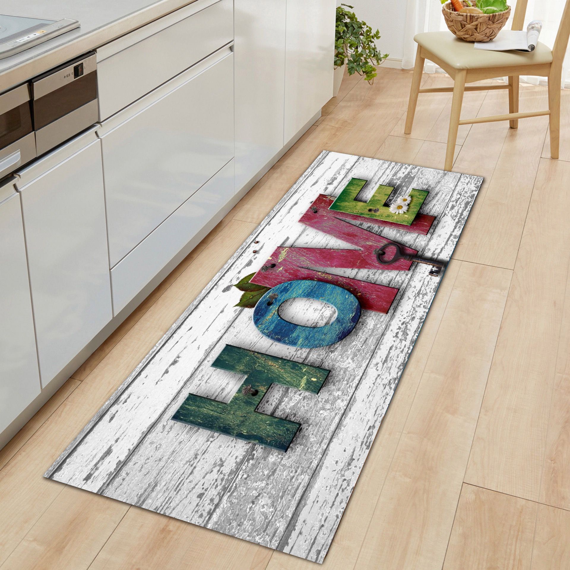 Cross-Border Personalized Colorful European and American Retro Wood Grain Floor Mats, Door Non-Slip Foot Mats, Water-Absorbent Home Printed Foot Mats