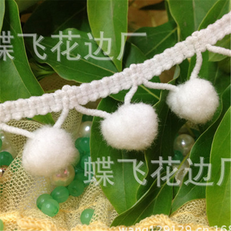 1cm普通三角毛球花边 直角毛球花边服装辅料现货供应厂家直销